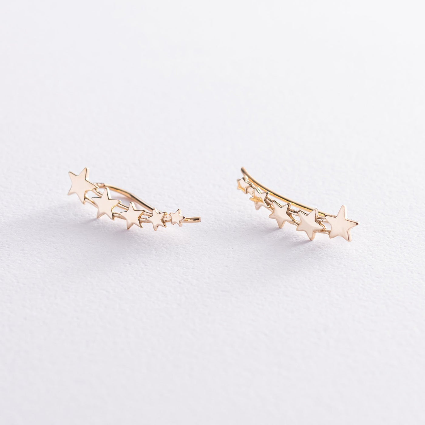 Yellow Gold Star Climber Earrings