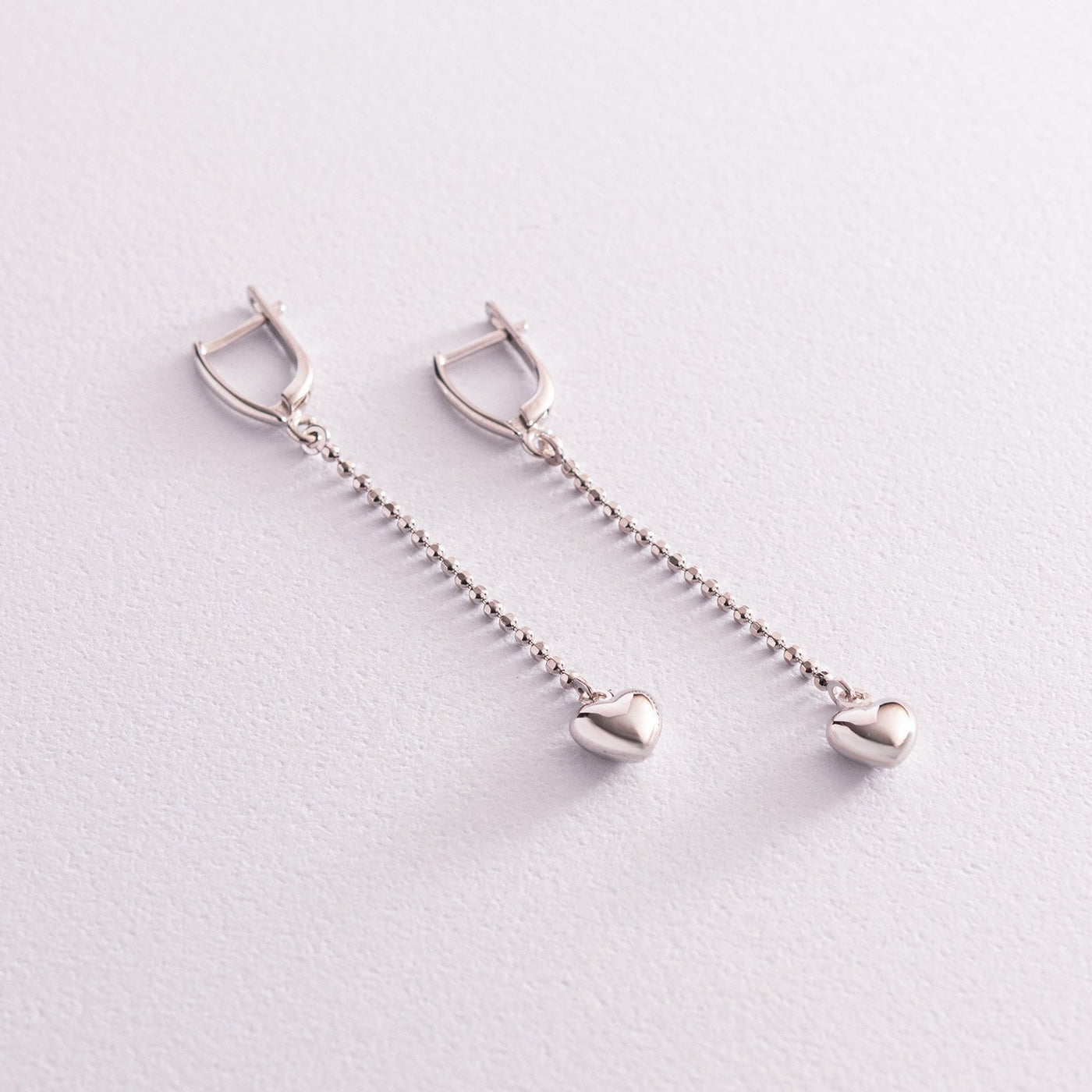 Silver heart chain earrings