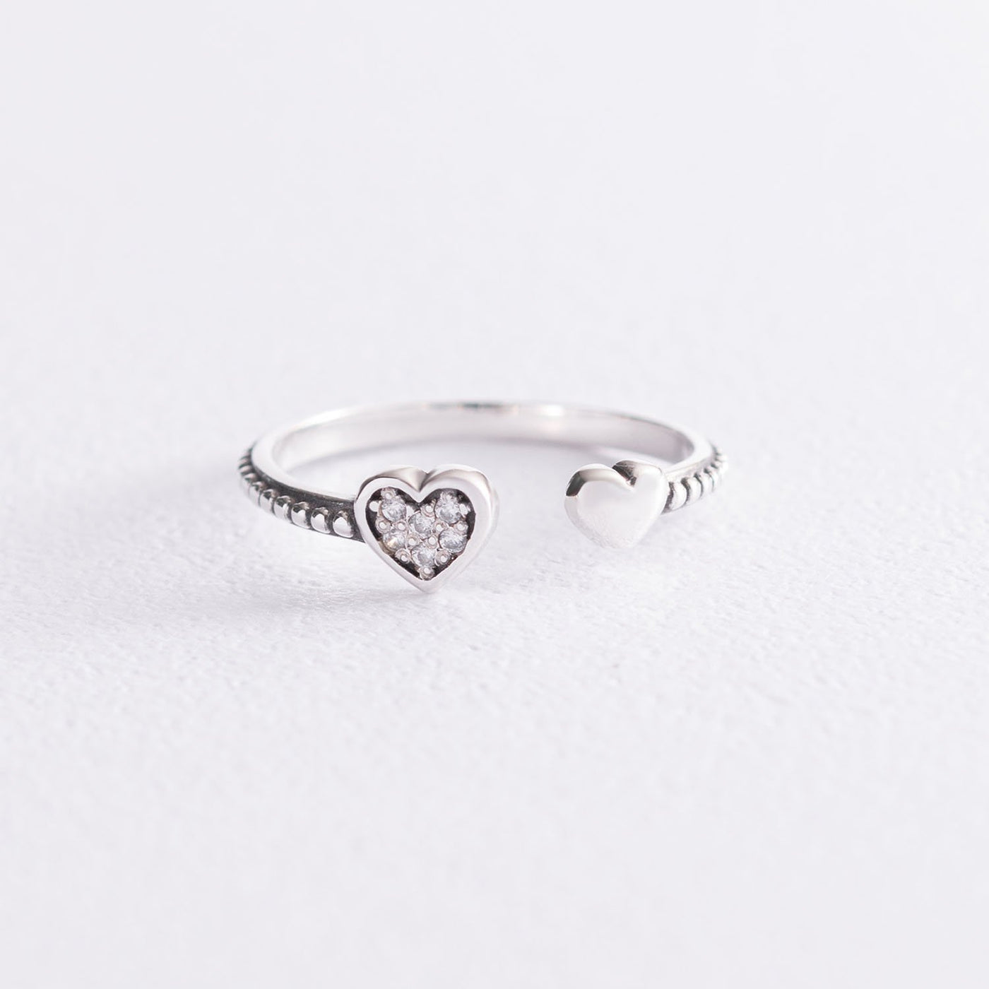 Silver heart ring with cubic zirconia