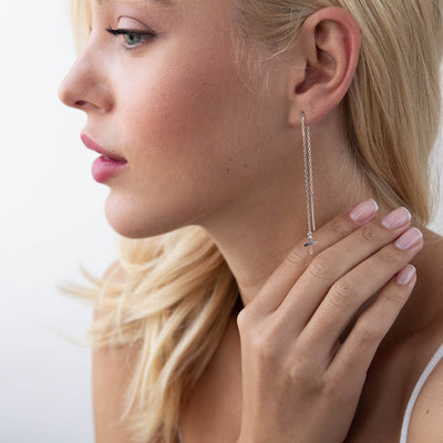 Silver cross chain earrings