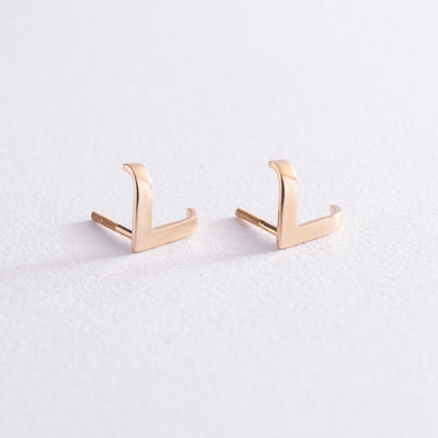 Yellow Gold Stud Earrings Accent