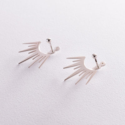 Silver ear jacket earrings Beatrice