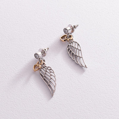 Silver wings stud earrings