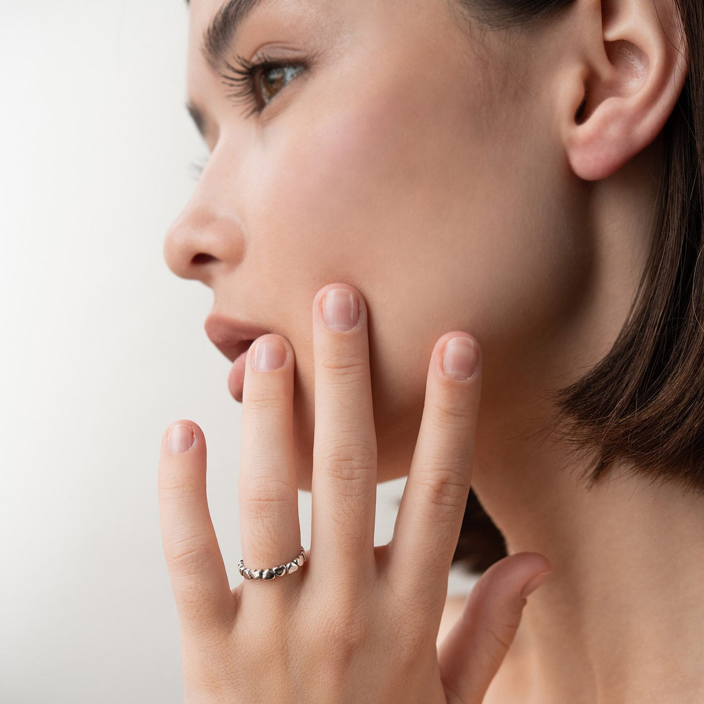 Silver ring with hearts