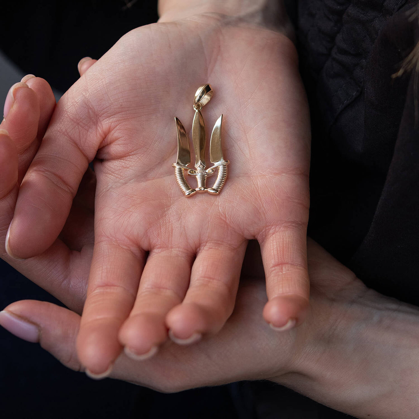 Gold Pendant "Trident with daggers"