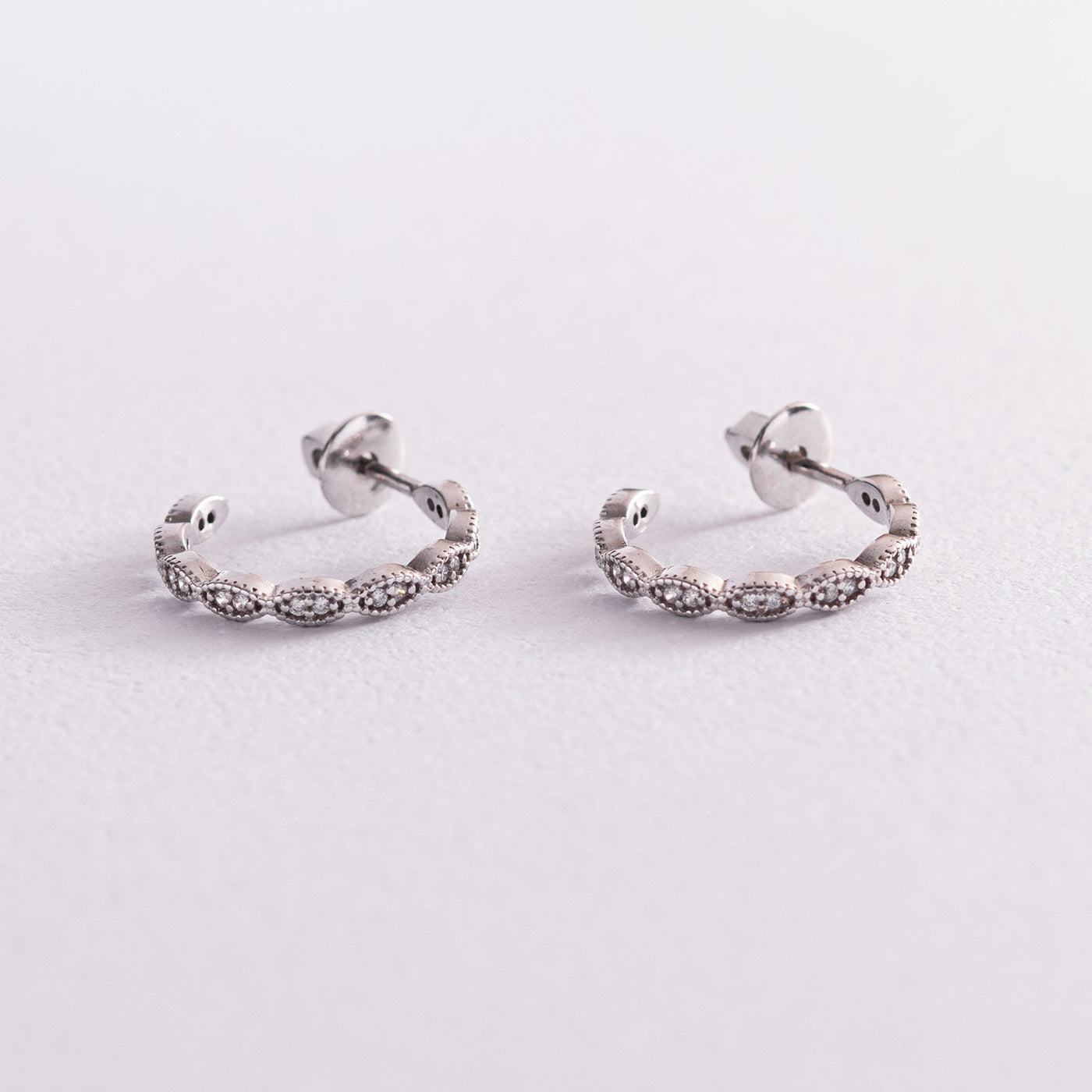 Silver stud earrings with cubic zirconia