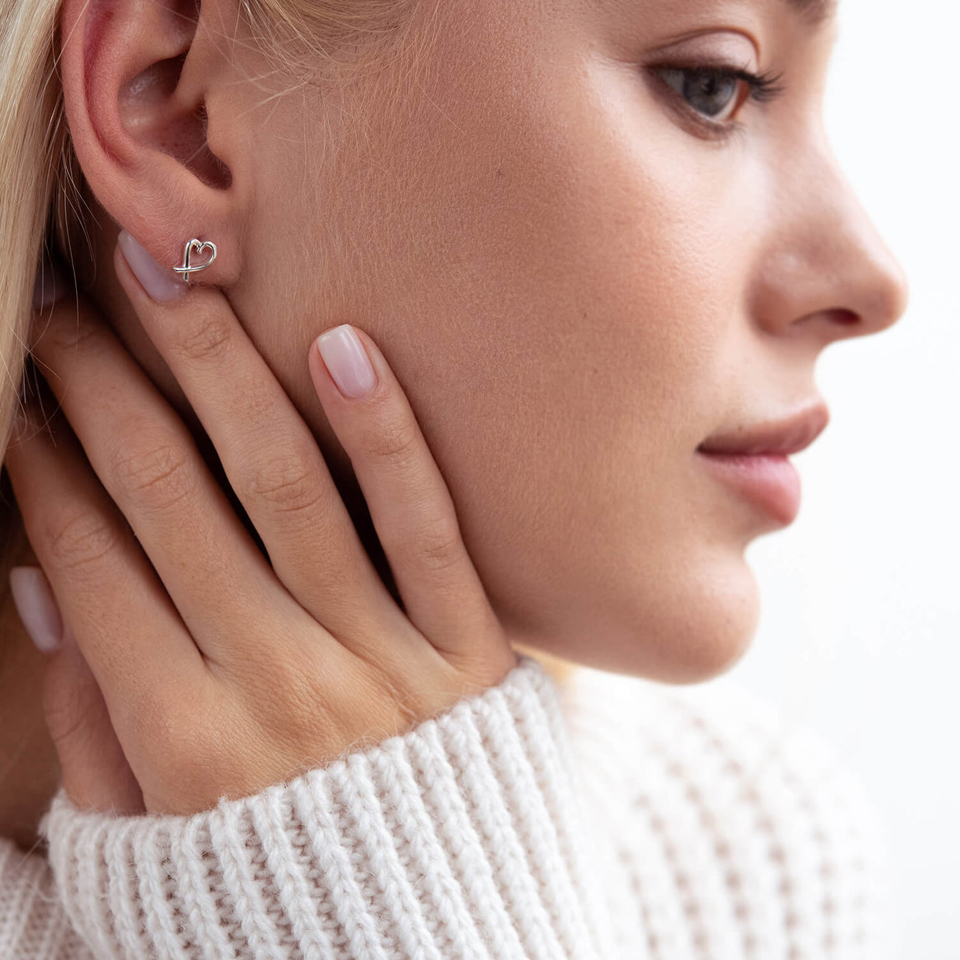 Silver Heart Stud Earrings