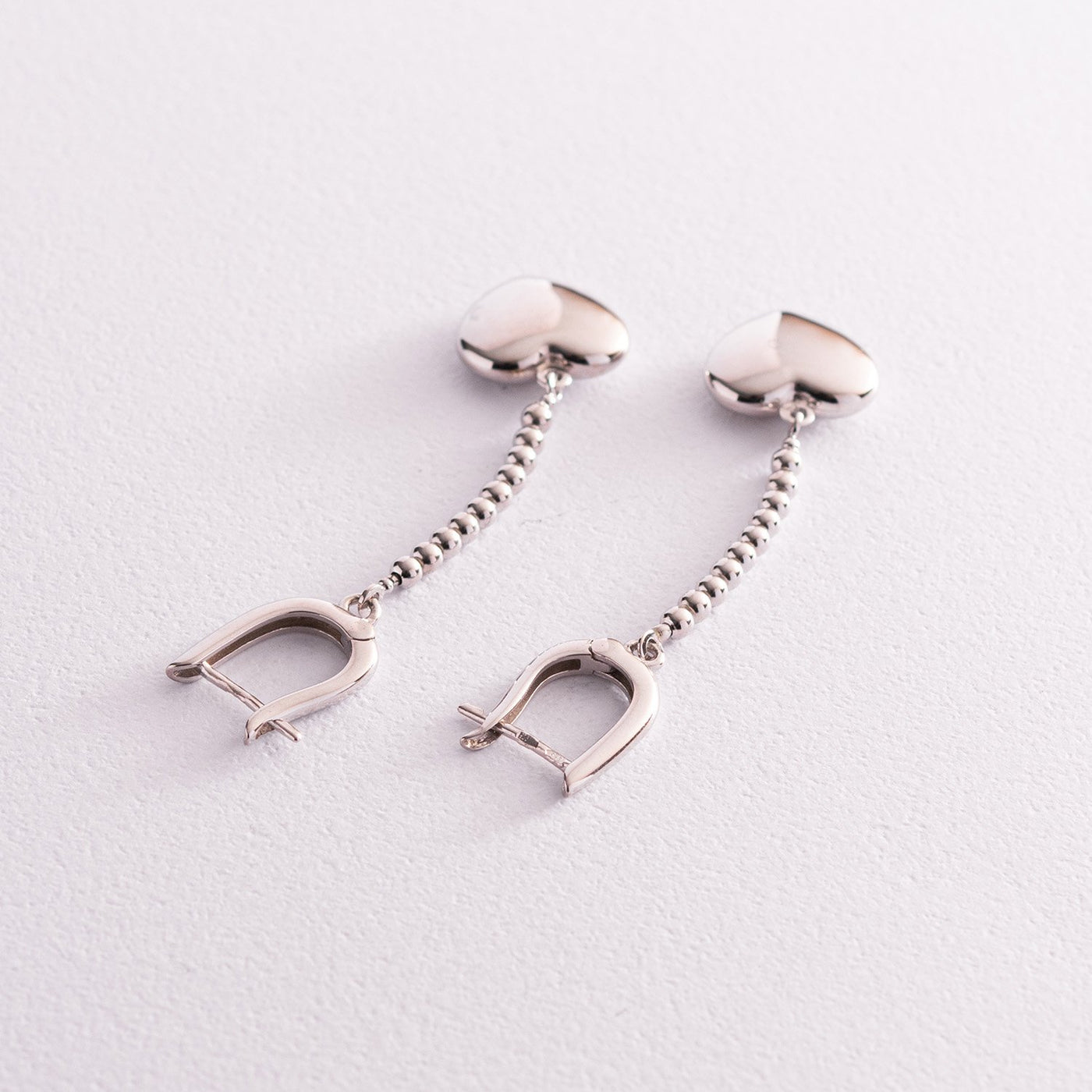 Silver heart chain earrings