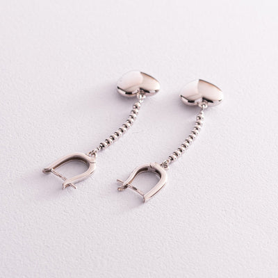 Silver heart chain earrings