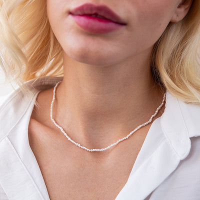 Silver pearl necklace