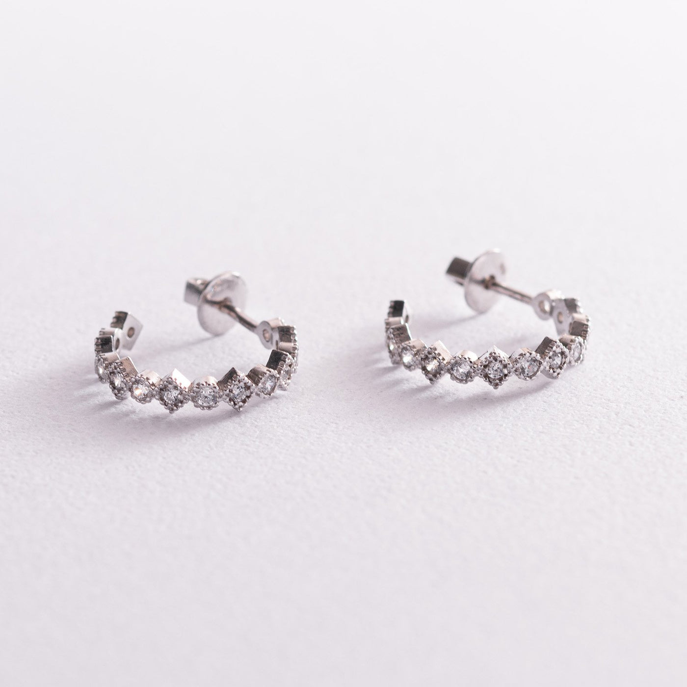 Silver stud earrings with cubic zirconia