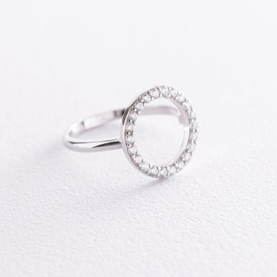 Silver circle ring with cubic zirconia