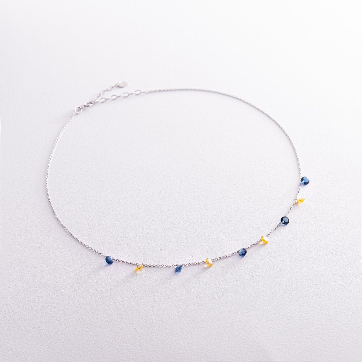 Gold Necklace "Ukrainian" (blue and yellow cubic zirconia)