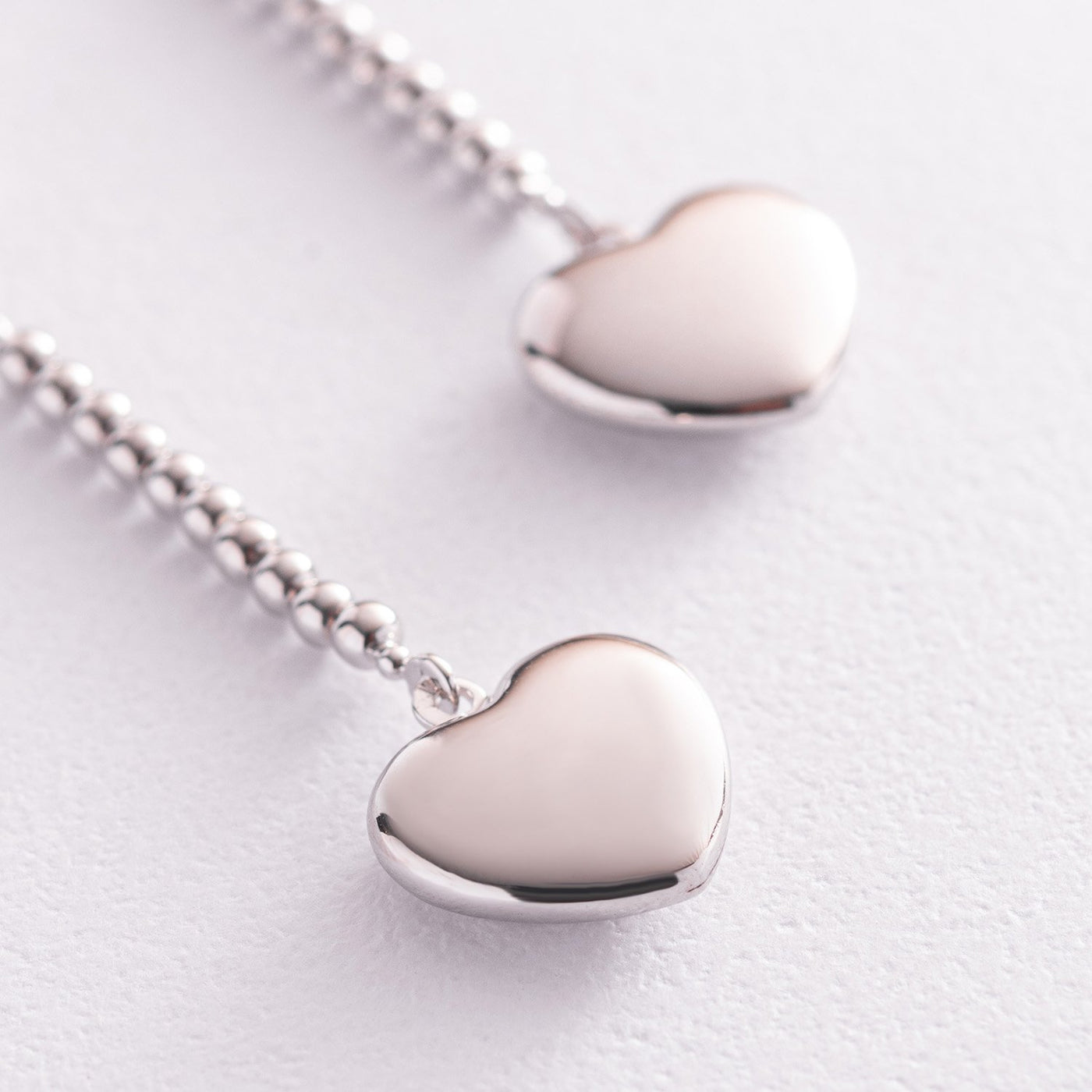 Silver heart chain earrings