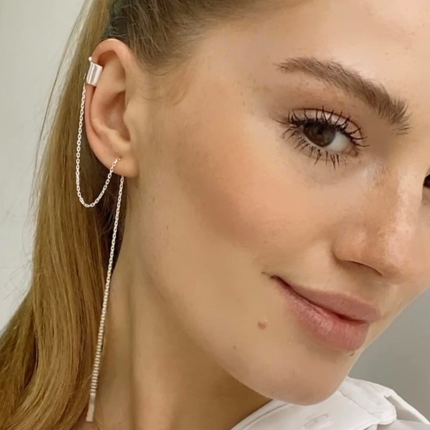 Silver ear cuff earring