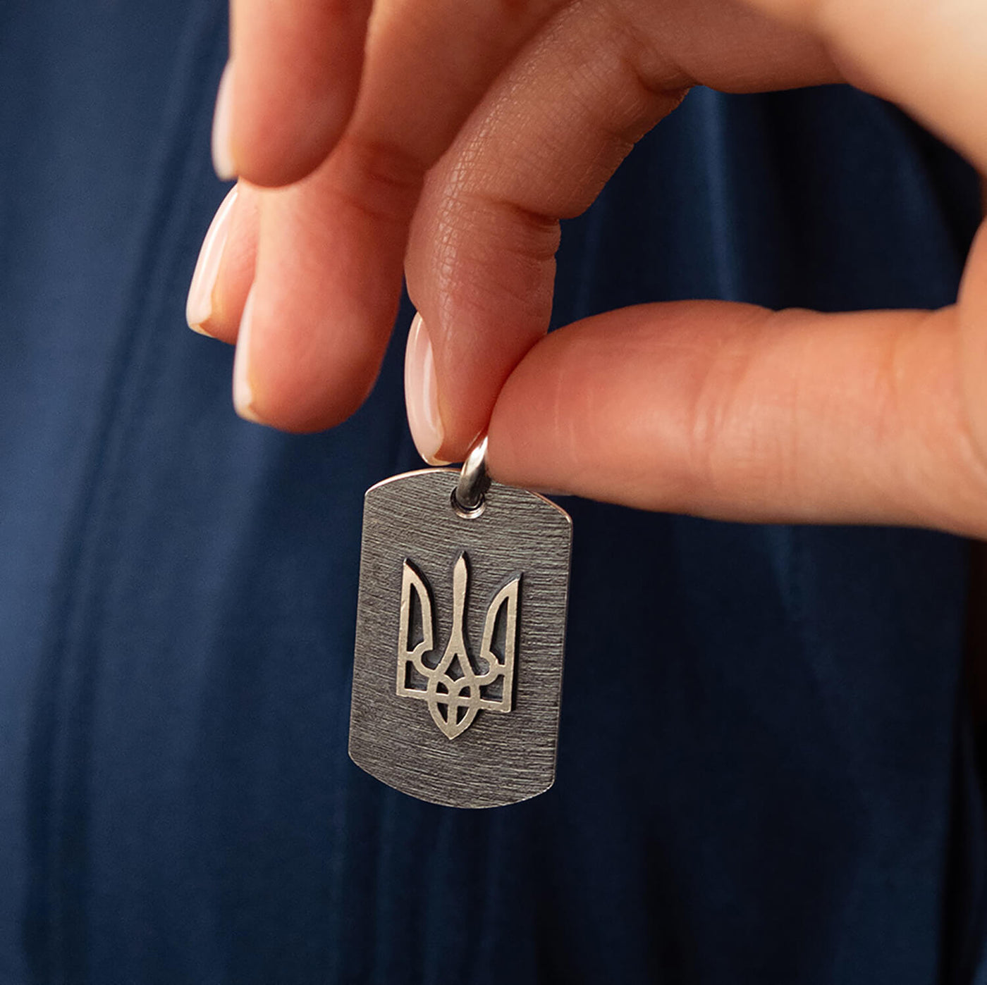 Silver tag "Coat of arms of Ukraine - Trident" (possible engraving)