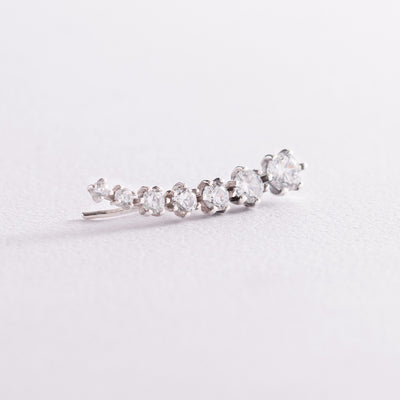 Silver right ear mono-earring with cubic zirconia