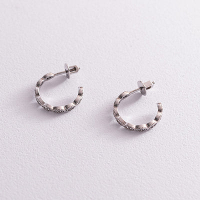 Silver stud earrings with cubic zirconia