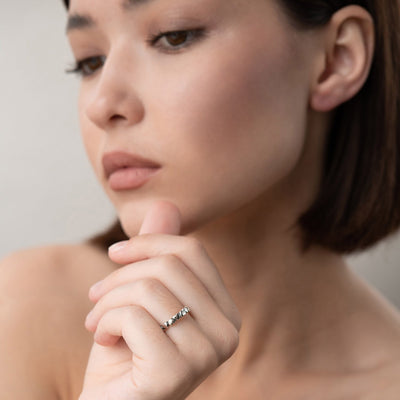 Silver ring with hearts