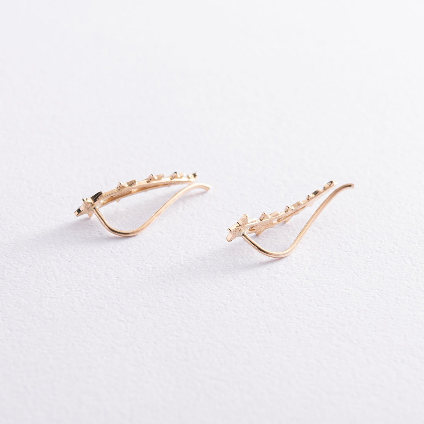 Yellow Gold Star Climber Earrings