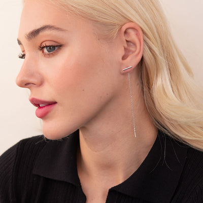 Silver minimalist chain earrings