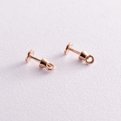 Gold stud earrings Hilary with white enamel